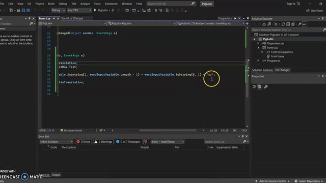 PigLatin- A Windows Forms App in C# on Visual Studio смотреть онлайн