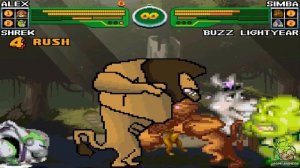 M.U.G.E.N Battles | Alex the Lion/Shrek vs Simba/Buzz Lightyear