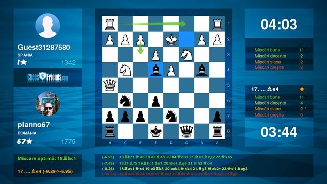 Chess Game Analysis: Guest31287580 - pianno67 : 0-1 (By ChessFriends.com) смотреть онлайн