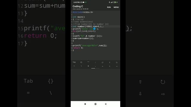 Array (avg) | C programming Android version