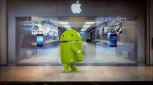 Apple Store with dancing Android robot