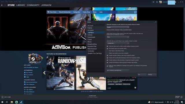 How to change Steam Start Window