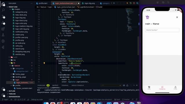 Flutter - Let's work on the Login bottom sheet || Shopping App inspired by Myntra #07