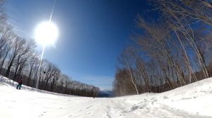 [4K30P.Front] 2021.02.14 Takatsue ski resort, course 13, high and ground camera angles