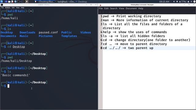Kali Linux ||Basic Commands -Part 1 || pwd, man, ls, help, cd #linux #basiccommands #cybersecurity