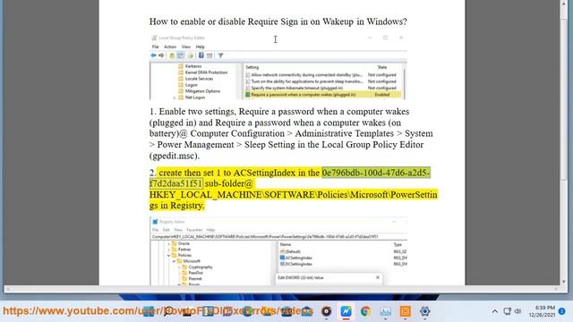 Enable/disable Require Sign in on Wakeup in Windows 11/10/8/7 смотреть онлайн