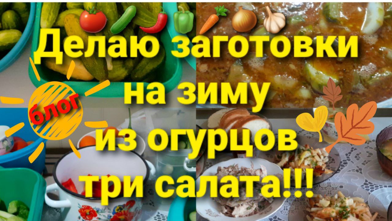 🔵Архив 2023➡️Три салата в один день из нестандартных переросших огурцов🥒🍅🫑🌶🥕🧅🧄Хроника дня