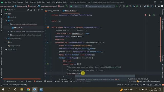 How to use postDelayed() correctly in Android Studio?