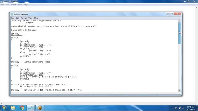 C Programming Skills / Crack Top 20 MNCs / Find Big Number In Different Ways / C Programming Logics