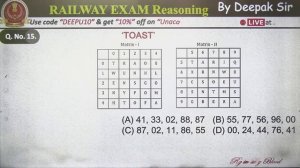 10:15 AM - RRB Group D/CBT-2 2020-21 | Reasoning by Deepak Tirthyani | Mock Test (Part-15)