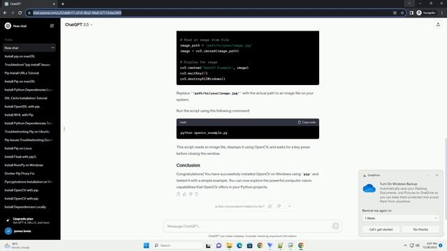 install opencv pip windows