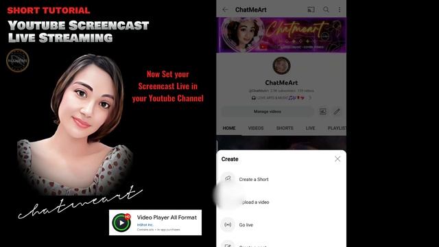 SHORT TUTORIAL | YOUTUBE SCREENCAST LIVE STREAMING USING VIDEO PLAYER | Quick Tutorial by ChatMeArt