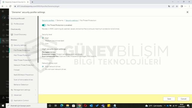 Kaspersky Endpoint Security Cloud Windows Cihazlar için Dosya Tehdidi Koruması Yapılandırması #22 смотреть онлайн