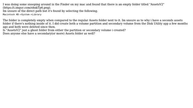 Apple: Empty AssetsV2 Folder In Finder