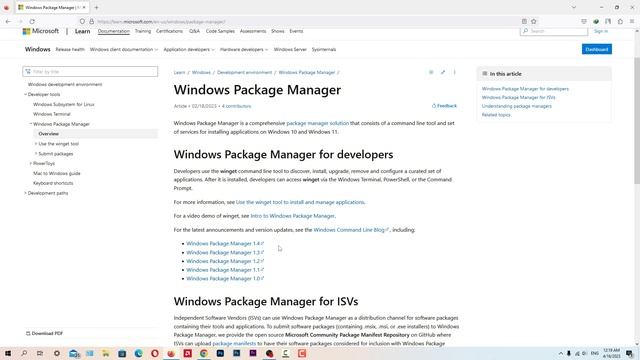 Windows Software Package Manager