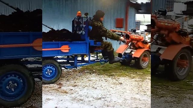 мотоблок с прицепом -перевозка удобрений смотреть онлайн