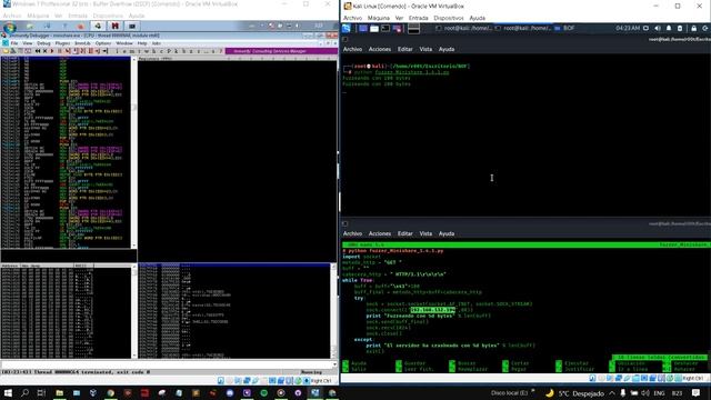 Windows 7 x32 bits - Buffer Overflow - fuzzer_Minishare_1.4.1.py смотреть онлайн