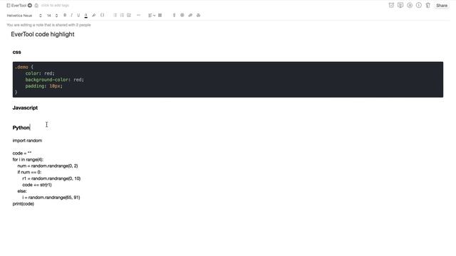 Highlight code in Evernote (Mac) - EverTool