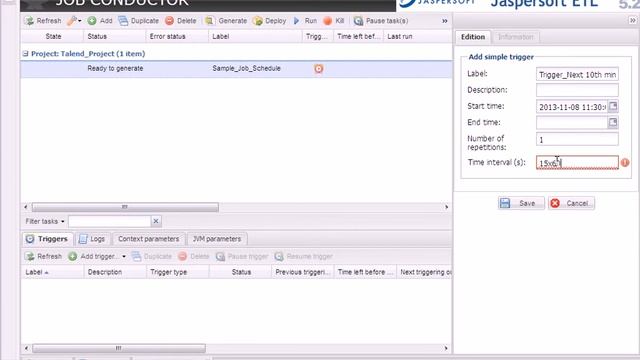Jaspersoft ETL - Job Scheduling through Admin Center JAC смотреть онлайн
