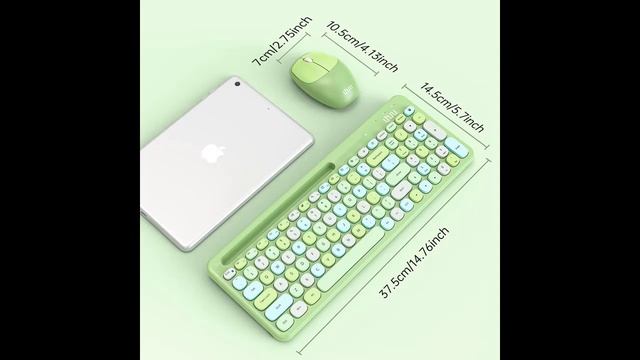 UHURU 2.4GHz Wireless Keyboard Mouse with Phone Holder, Compact Green Keyboard and Mouse Set смотреть онлайн