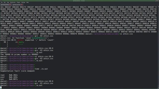 Just me coding a prime number generator (day 16).