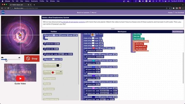NASA's Space Jam - Sample Output | DevCon Kids | Hour of Code
