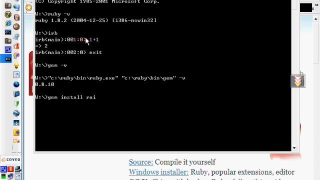 RubyonRails install on windows platform