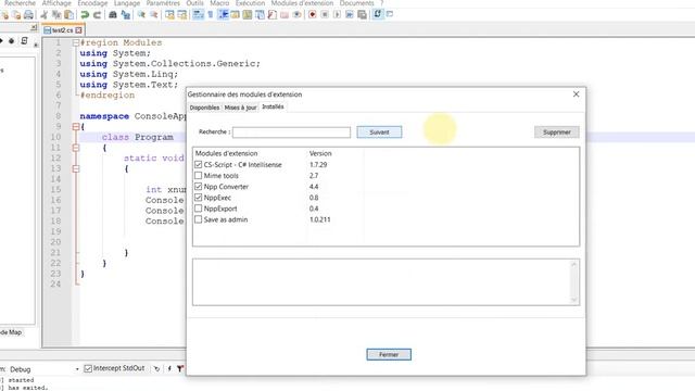 Run C Sharp  on  notepadd++ / notepad plus plus    - 07/2022