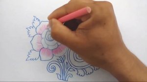 Flower And Paisley Design with Colour Pencil Drawing