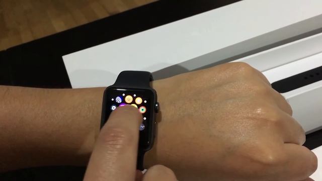 Apple Watch 42mm. Space Gray Aluminum With Case Black Sport Band.