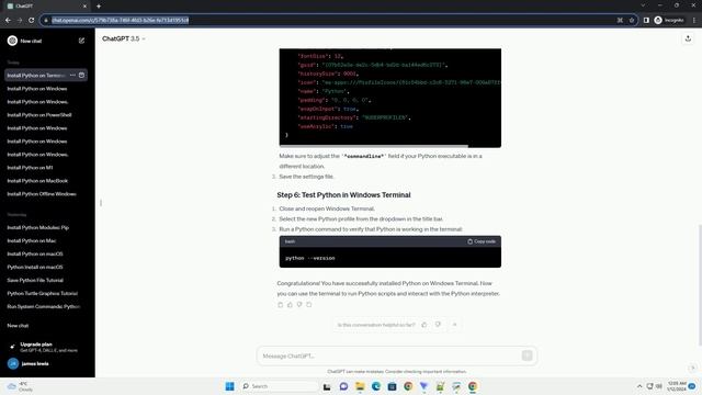 install python on windows terminal