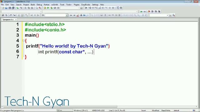 Hello World in C | How to write hello world and behin with codeblocks | Program 1