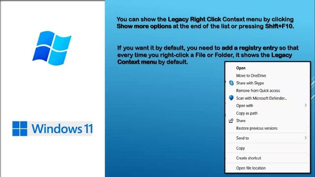 Windows 11- Restore old Right Click Menu. смотреть онлайн