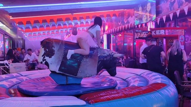 mechanical bull  Last night crazy bull  riding in Benidorm Spain   bull   Benidorm bull 