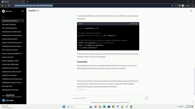 python tensorflow install pip смотреть онлайн