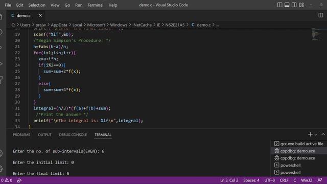 simpsons 1/3rd rule using C смотреть онлайн