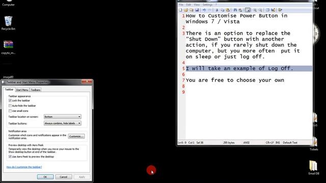How to Customise Power Button in Windows 7 Vista Step By Step Tutorial смотреть онлайн