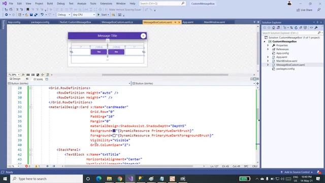 Custom Message Box using Material Design WPF C# with Modern UI by #SandeepJadhav #WPF #CSharp.