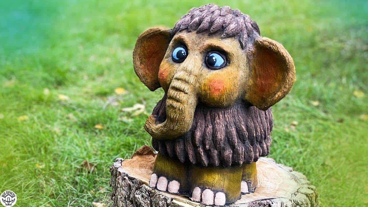 Милый МАМОНТЁНОК из ЦЕМЕНТА своими руками | Поделки для дачи | DIY cement crafts with your own hands смотреть онлайн