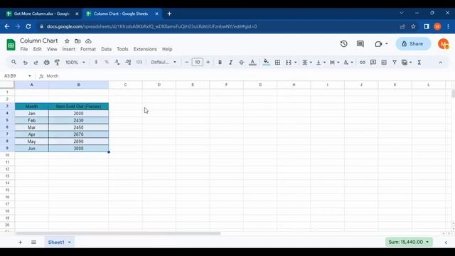 How to Make A Column Chart in Google Sheets |Laptop Desktop Windows PC or MacOS
