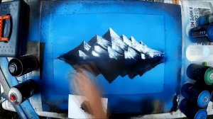 Blue Mountains - Spray Paint Art / КАРТИНА БАЛЛОНЧИКАМИ