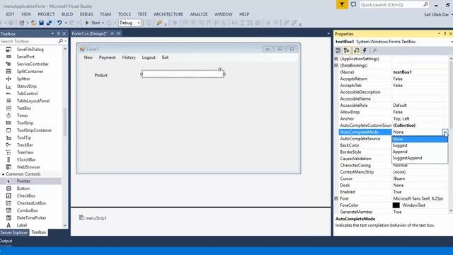 c - sharp HOW TO USE THE AUTO COMPLETE IN THE TEXT