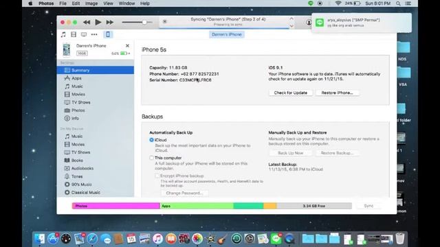How to Sync ur iTunes to ur Iphone/Ipad/Ipod - Mac OSX El Capitan смотреть онлайн