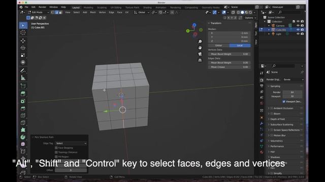 Blender 3.0 tutorial, using keyboard shortcuts to help make modeling easier. смотреть онлайн