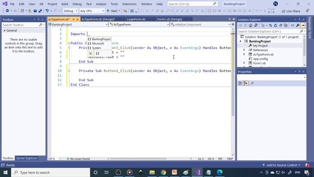 Banking vb.net project P4 | Actype Form Insert records check whether record exists sql | download