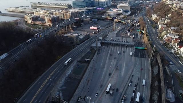 Coronavirus impact seen from above: Light traffic at the Lincoln Tunnel, empty mall lots смотреть онлайн