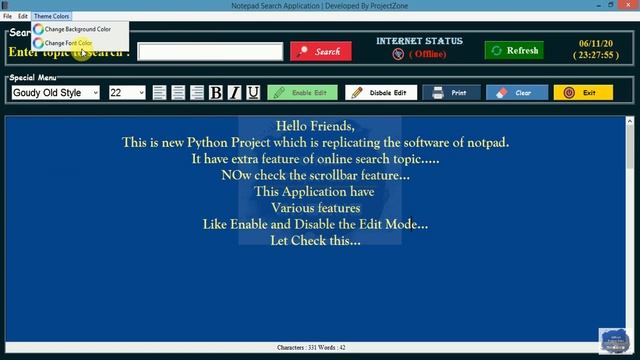 Notepad Search Application in Python | GUI notepad | ProjectZone