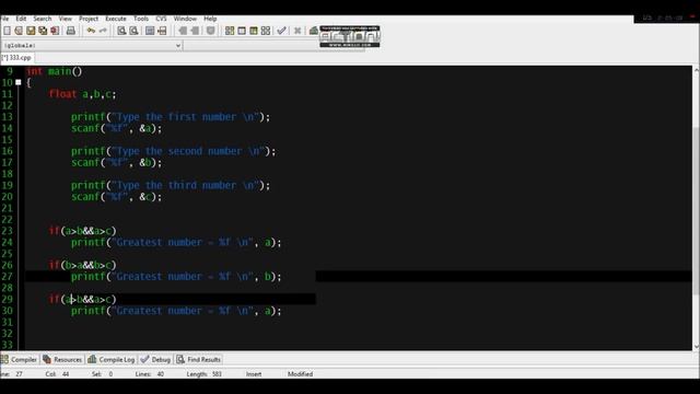 Programming in C - display the greatest number - tutorial for beginners - lesson 2 - 1080p
