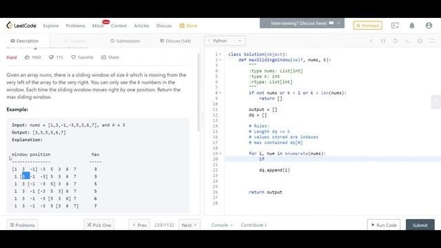 Daily Coding Problem - Problem 18 (Sliding Window Maximum) - Asked by Google
