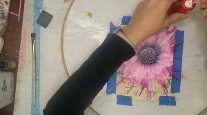 #144 Using a stencil for the background of an alcohol ink flower